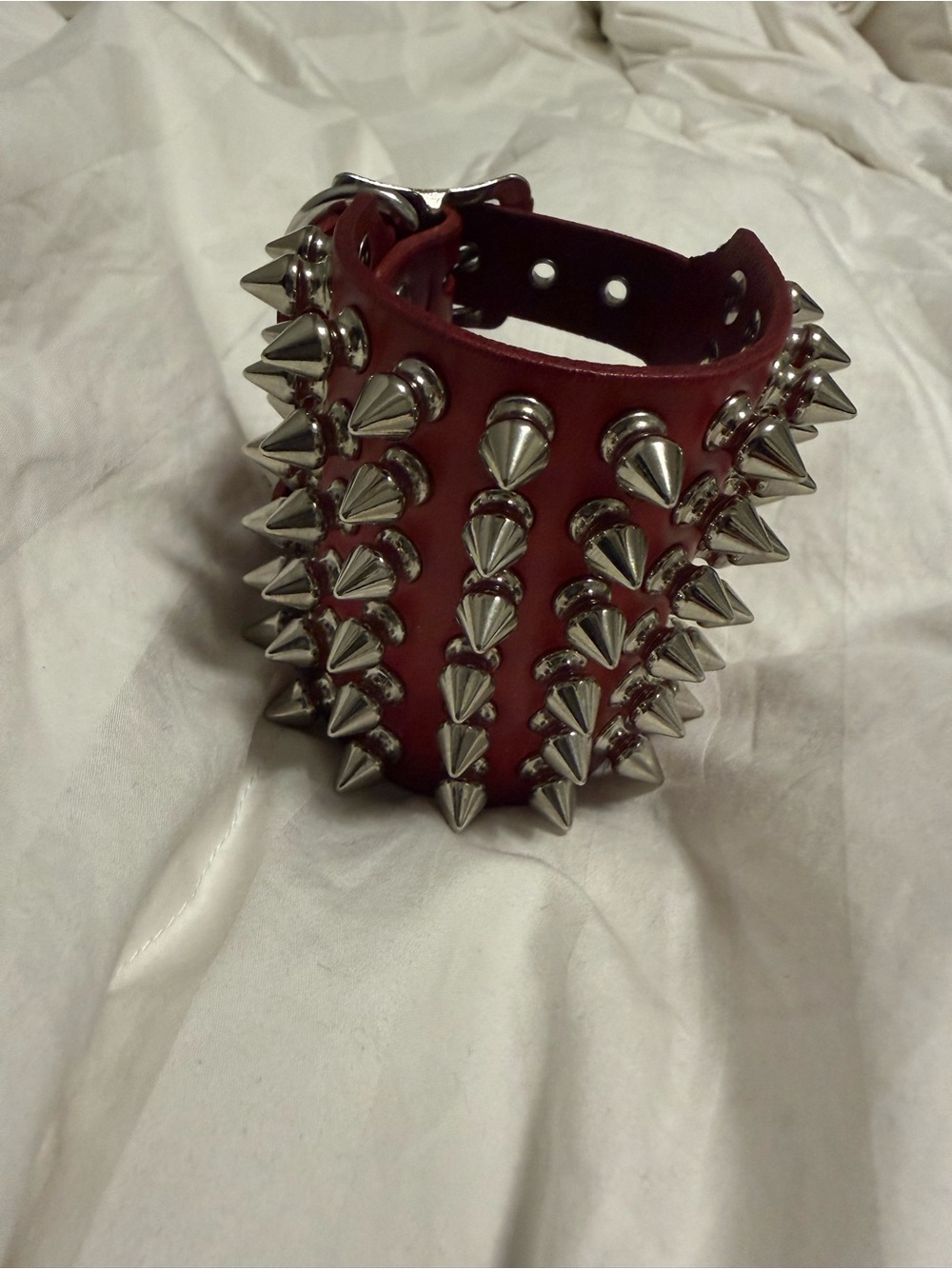 Sexman Leather Red Spiked Bracelet
